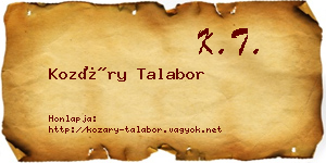 Kozáry Talabor névjegykártya